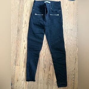 Black Biker/ Moto Style Zara jeans with Zipper Pockets